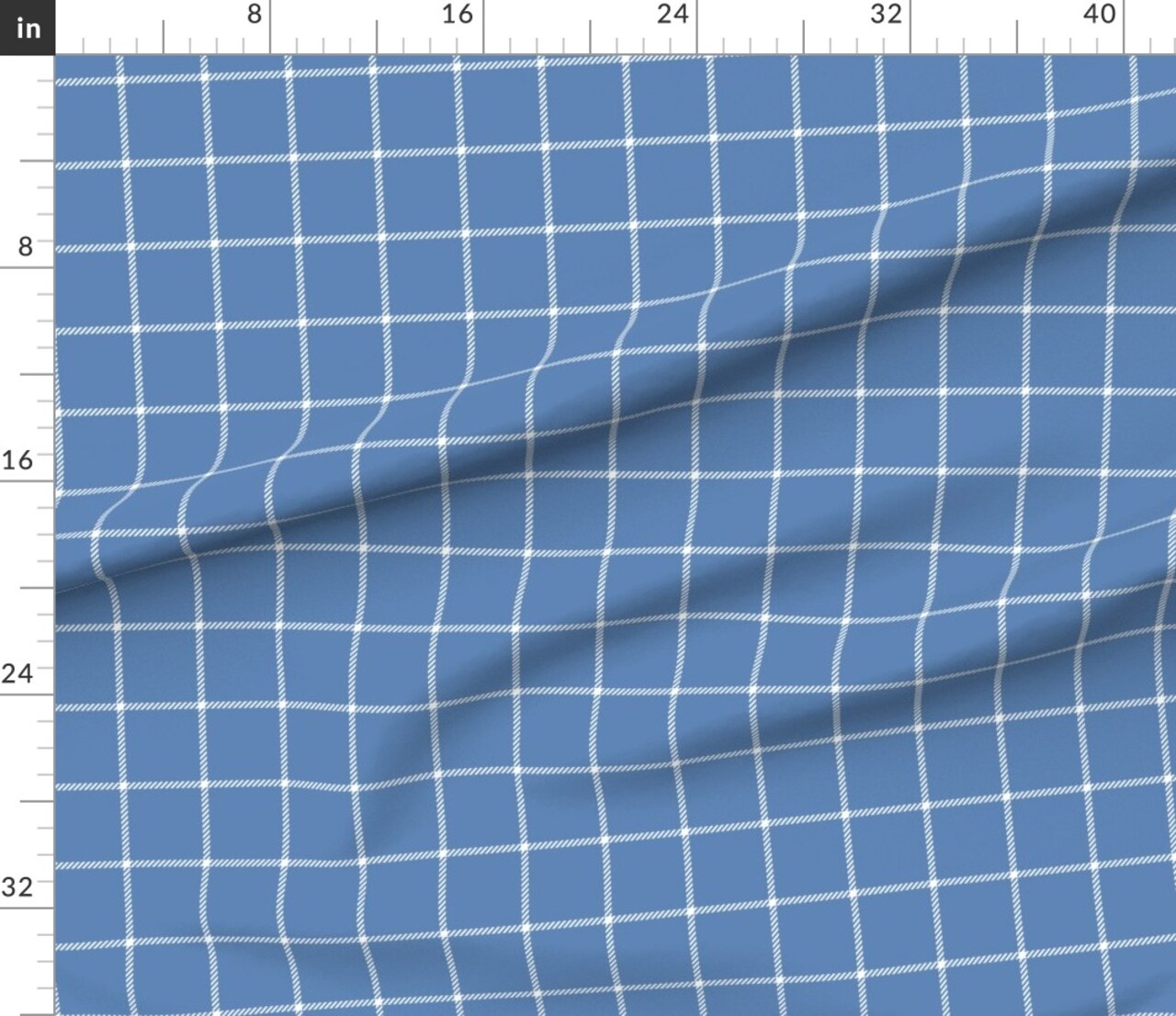 Minimal Check Simple Plaid Cornflower Blue Grid Windowpane Custom Printed Fabric by Spoonflower Various Fabrics by the Yard or Fat Quarter